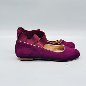 Elephantito Shoes Girls 11 Purple Suede Ballet Flats Elastic Strap Slip On Dress